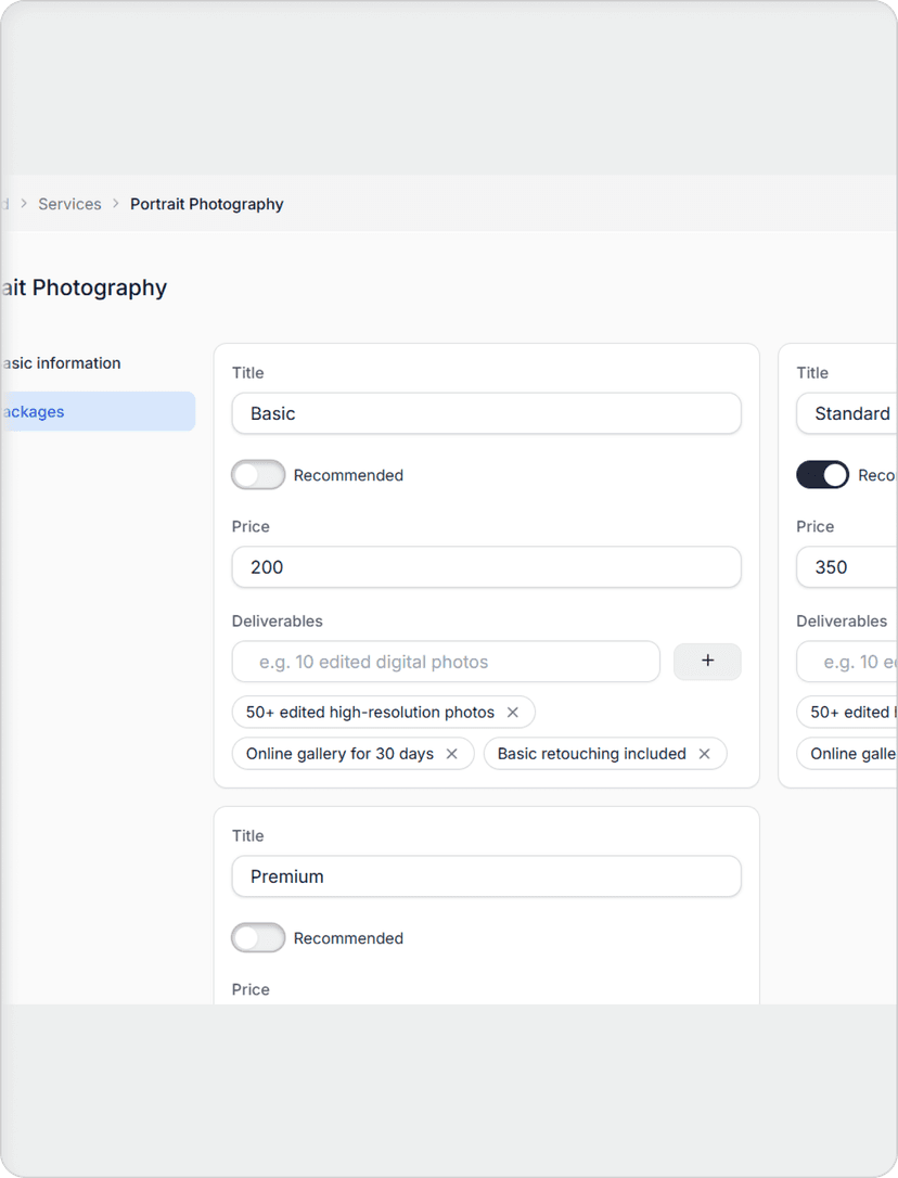 Package and deliverable setup in Lenzly